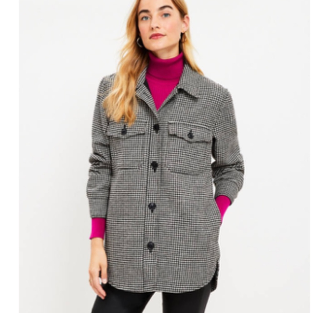 LOFT Black and White Checked Utility Jacket, NWT